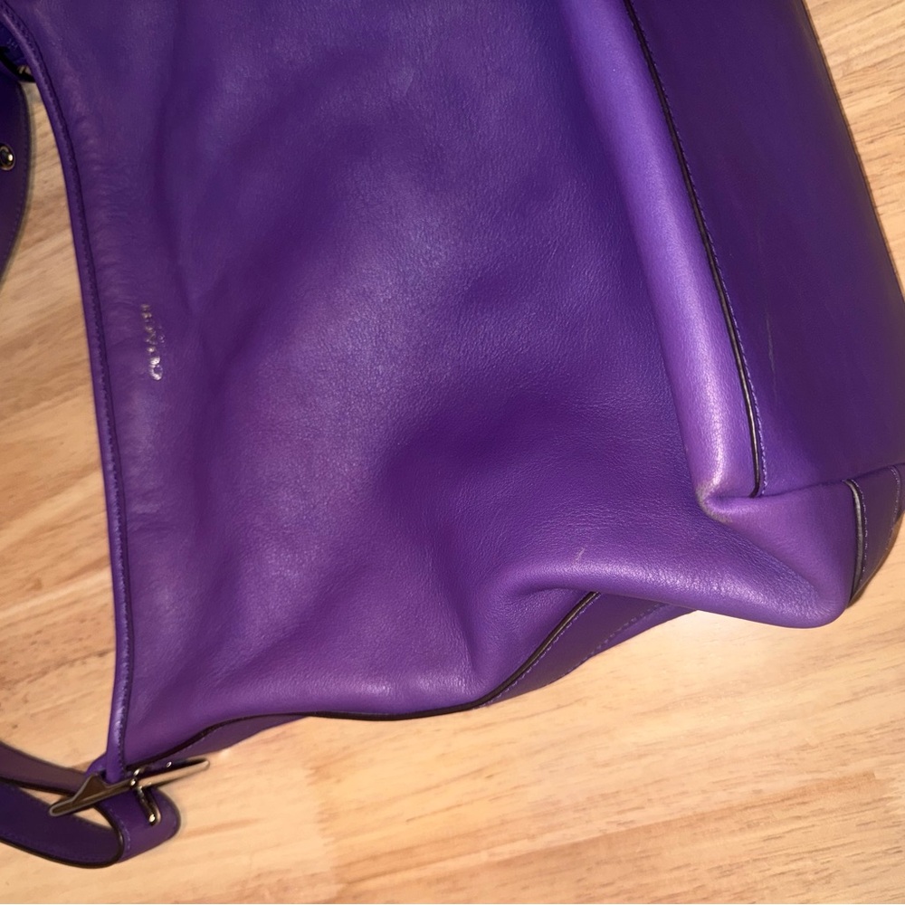 Coach Purple Leather Shoulder Hobo with Tassel Detail - Picture 7 of 8